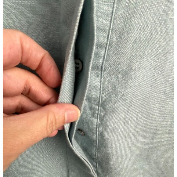 Soft Surroundings Tunic Top Womens 3X Muted Blue 100% Linen Roll Tab Shirt - Picture 9 of 15